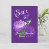 Elegante Lila Blumenzitterung Save The Date (Stehend Vorderseite)