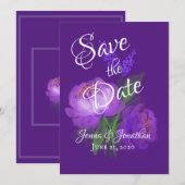 Elegante Lila Blumenzitterung Save The Date (Vorne/Hinten)
