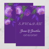 Elegante Lila Blumenzitterung Save The Date (Vorne/Hinten)