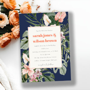 Elegante Lila Blush Boho Tropical Floral Wedding Dankeskarte