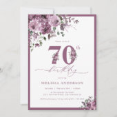 Elegante Lila Blüte 70. Geburtstag Einladung (Vorderseite)