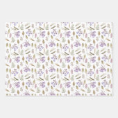 Elegante Lila Blütendusche Geburtstagsmädchen Geschenkpapier Set (Vorderseite 3)