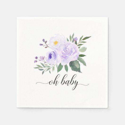 Elegante Lila Blütendusche Serviette (Vorderseite)