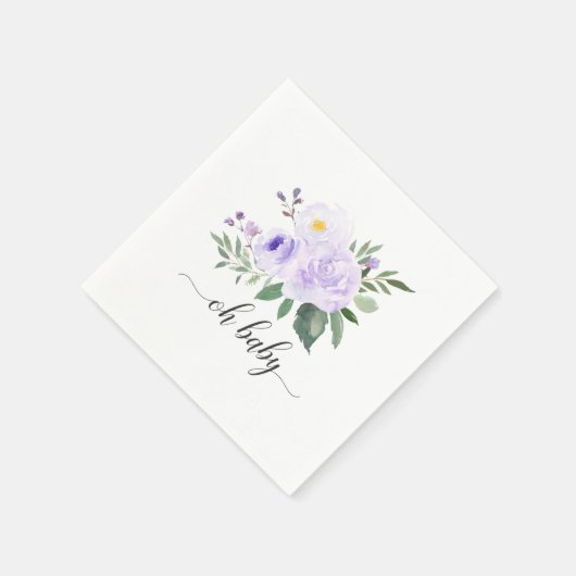 Elegante Lila Blütendusche Serviette (Ecke)