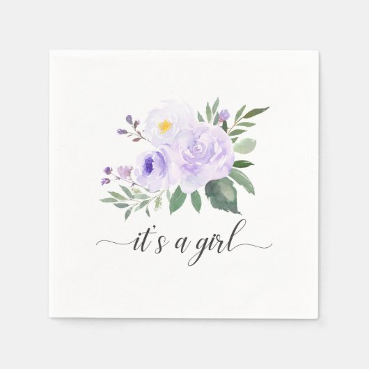 Elegante Lila Blütendusche Serviette (Vorderseite)