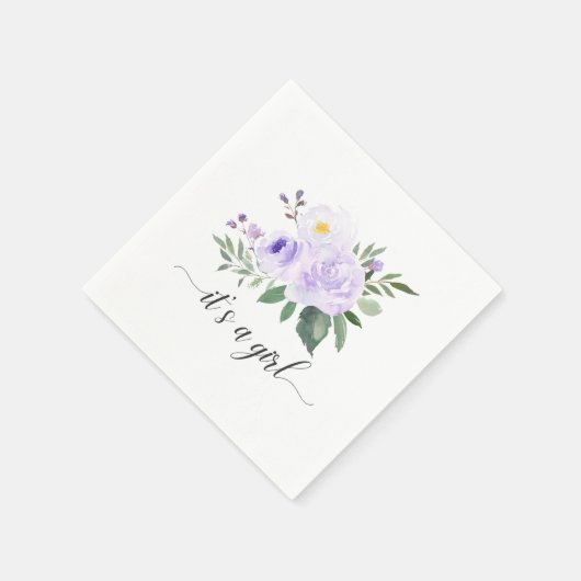 Elegante Lila Blütendusche Serviette (Ecke)