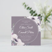 Elegante Lila Blütenhochzeit Einladung (Stehend Vorderseite)