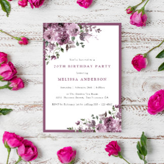 Elegante Lila Blütenparty jeden Alters Einladung