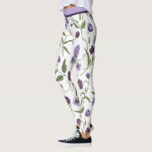Elegante Lila Blütenpflanze Botanisch mit Hochtöne Leggings (Links)