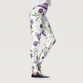 Elegante Lila Blütenpflanze Botanisch mit Hochtöne Leggings (Rechts)