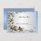 Elegante Lila Blütenschmetterlingstische Platzkart Einladung (Vorne/Hinten)