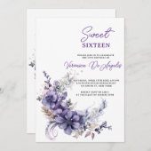 Elegante Lila Blütensüße 16 Geburtstag Vintag Einladung (Vorne/Hinten)