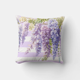 Elegante lila Blütenwisteria lila weiße Streifen Kissen