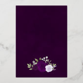 Elegante Lila Boho Floral mit Rose Gold Wedding Folieneinladung (Rückseite)