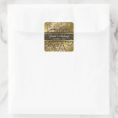 Elegante Lila Boho Spirals Gold Wedding Stickers (Tasche)