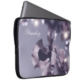 Elegante Lila Bokeh-Aspen-Blätter mit Namen Laptopschutzhülle (Vorne Rechts)