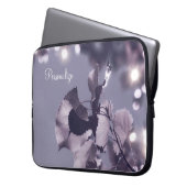 Elegante Lila Bokeh-Aspen-Blätter mit Namen Laptopschutzhülle (Vorderseite Links)
