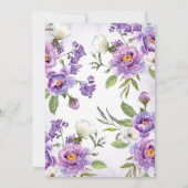 Elegante Lila botanische Hochzeit Einladung (Rückseite)