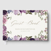 Elegante Lila botanische Hochzeit Gästebuch (Vorderseite)