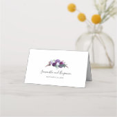 Elegante Lila botanische Hochzeit Platzkarte (Rückseite)