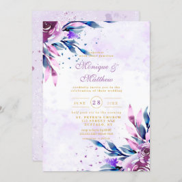 Elegante Lila Botanische Peonie Einladung