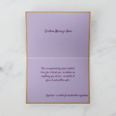 Elegante Lila Bouquet Gold Border Karte (Innenseite)