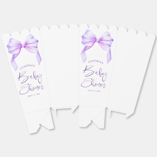 Elegante Lila Bow Baby Dusche Geschenkschachtel (Ungeklappt)