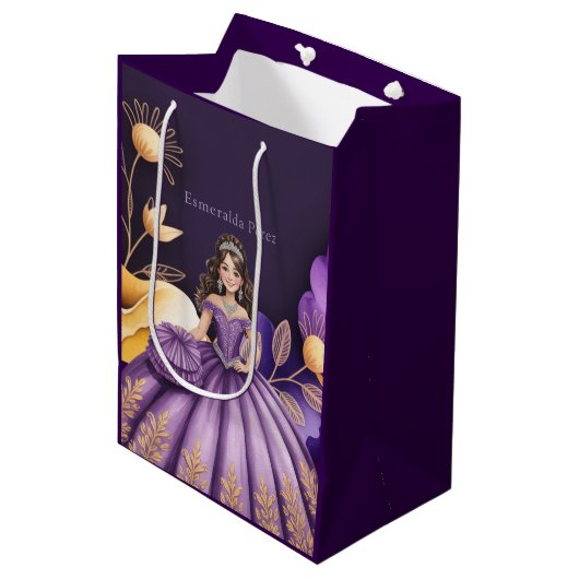 Elegante Lila Burg Mittlere Geschenktüte (Vorderseite Schrägansicht)