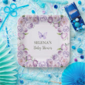 Elegante Lila Butterfly Baby-Dusche Pappteller (Party)