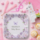 Elegante Lila Butterfly Baby-Dusche Pappteller (Party)