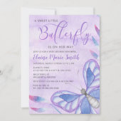 Elegante Lila Butterfly Babydusche Einladung (Vorderseite)
