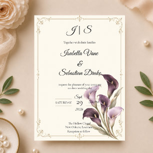 Elegante lila Calla-Lilien-Hochzeit Einladung