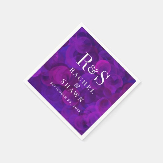 Elegante Lila Chic Moderne Monogram Wedding Serviette (Ecke)