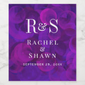 Elegante Lila Chic Moderne Monogram Wedding Weinetikett (Einzelnes Label)