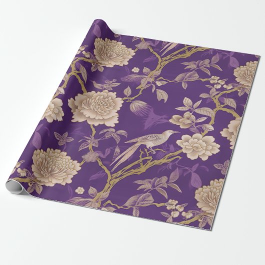 Elegante lila Chinoiserie Geschenkpapier (Ungerollt)