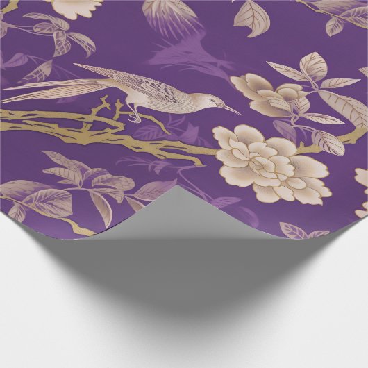 Elegante lila Chinoiserie Geschenkpapier (Ecke)