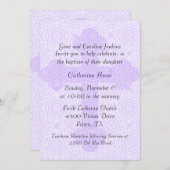 Elegante Lila Cross-Custom-Taufen Einladung (Vorne/Hinten)