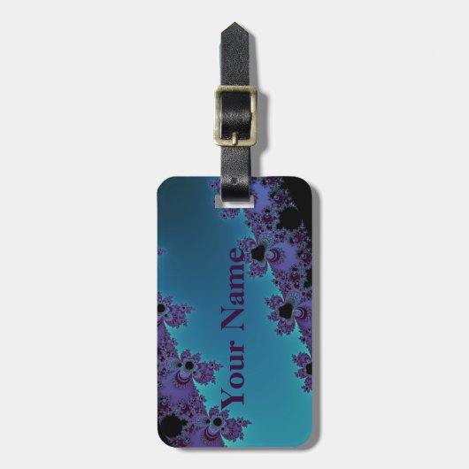Elegante lila cyan-blaue Fraktal-Sammlung Gepäckanhänger (Vorderseite vertikal)