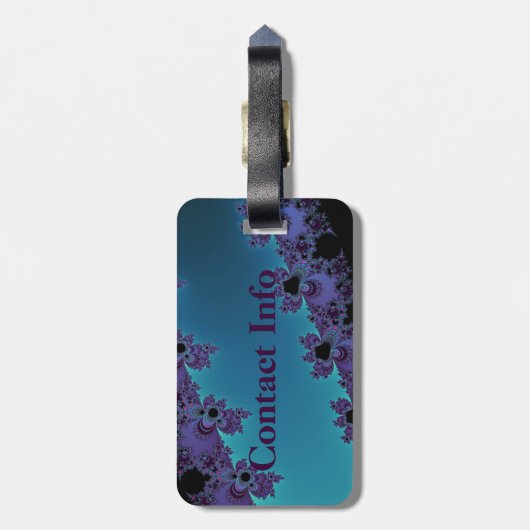 Elegante lila cyan-blaue Fraktal-Sammlung Gepäckanhänger (Rückseite vertikal)