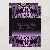 Elegante Lila Damask Bachelorette Einladung (Vorne/Hinten)