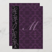Elegante Lila Damask Hochzeit Einladung (Vorne/Hinten)