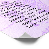 Elegante Lila Damask Hochzeitssitze Empfang Poster (Ecke)