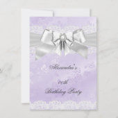 Elegante Lila Damask Silver White Birthday Party Einladung (Vorderseite)