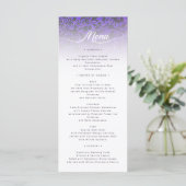 Elegante Lila Damask Wedding Menu Card Menükarte (Stehend Vorderseite)