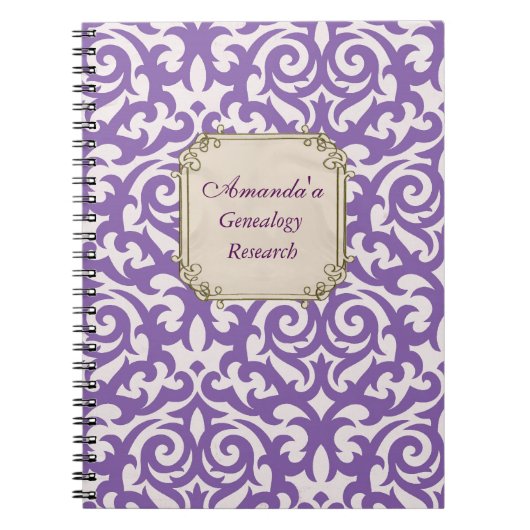 Elegante lila Damast-Genealogie Notizblock (Vorderseite)