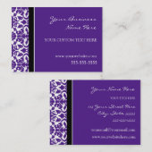 Elegante lila Damast-Geschäfts-Karten Visitenkarte (Vorne/Hinten)