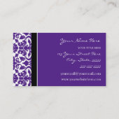 Elegante lila Damast-Geschäfts-Karten Visitenkarte (Rückseite)