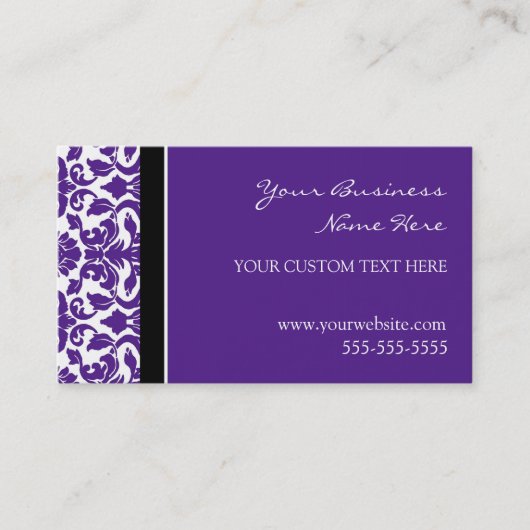 Elegante lila Damast-Geschäfts-Karten Visitenkarte (Vorderseite)