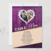 Elegante Lila Diamonds Foto Seating Chart Card Kar Einladung (Vorderseite)