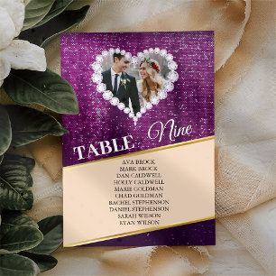 Elegante Lila Diamonds Foto Seating Chart Card Kar Einladung